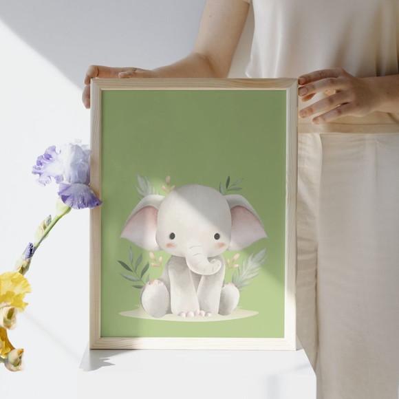 Quadros de Animais Fofinhos Safari Moldura com Vidro 23x33cm