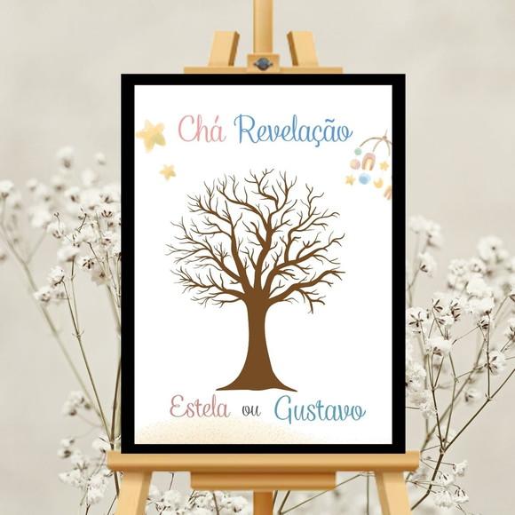 Quadros de Apostas Chá Revelação Decorativo + 2 Carimbeiras