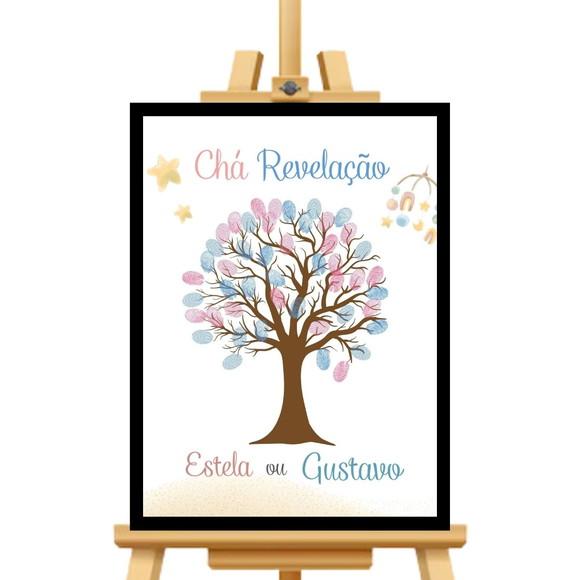 Quadros de Apostas Chá Revelação Decorativo + 2 Carimbeiras