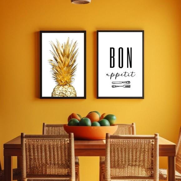 Quadros de Frutas para Cozinha Moderna Bon Apetit 33x43cm