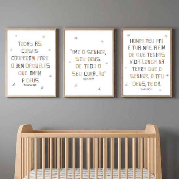 Quadros Decorativos Cristão Quarto de Criança Moldura/ Vidro
