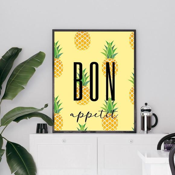 Quadros Decorativos para Cozinha com Frase e Frutas 33x43cm