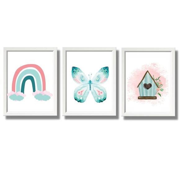 Quadros Decorativos para Quarto de Bebe Menina Casinha 33x43