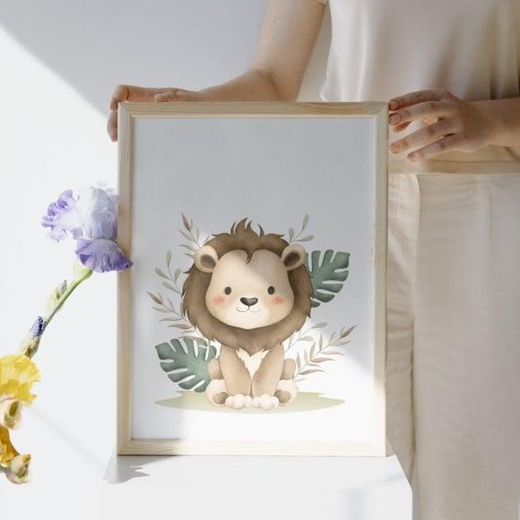 Quadros Decorativos para Quarto de Bebê Safari com Vidro