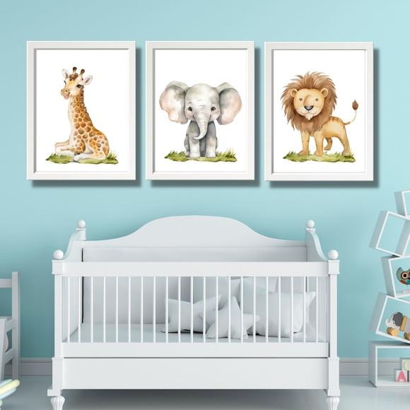 Quadros Decorativos para Quarto de Criança Tema Safari 23x33