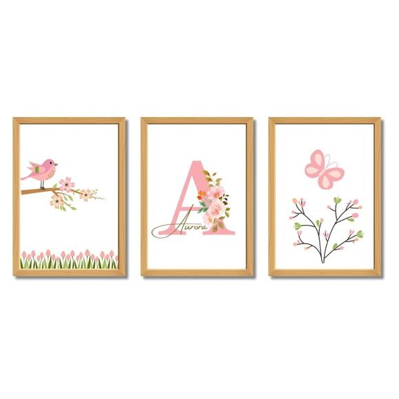 Quadros Decorativos Quarto de Menina Personalizado Borboleta