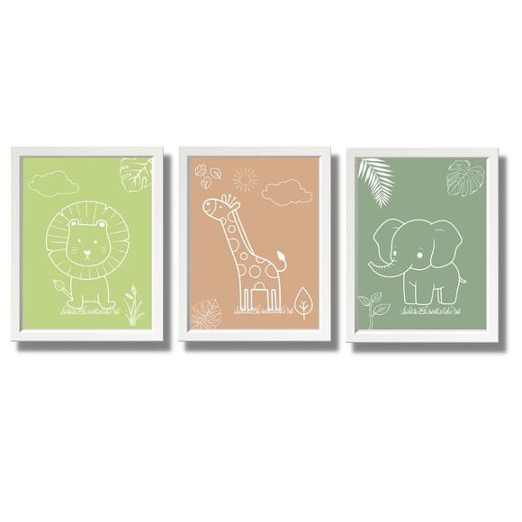 Quadros Decorativos Tema Safari Menina Moldura/vidro 33x43