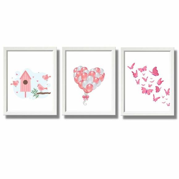 Quadros Infantil Decorativo Quarto de Menina 33x43 C/vidro