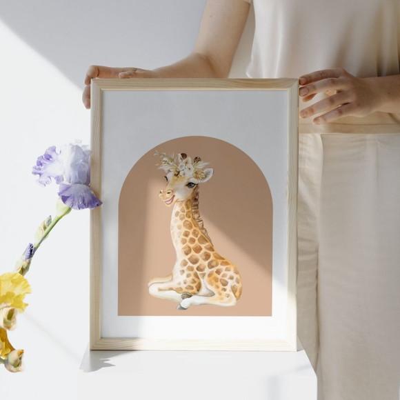 Quadros Infantil Quarto de Menina Animais Safari com Vidro
