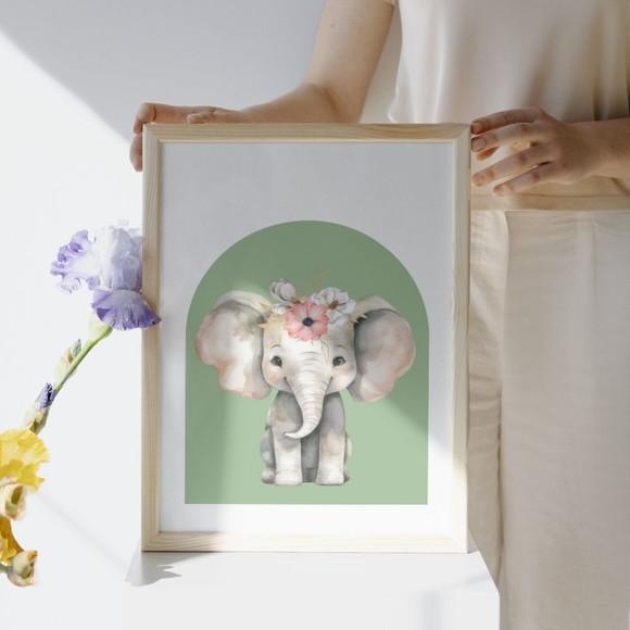 Quadros Infantil Quarto de Menina Animais Safari com Vidro