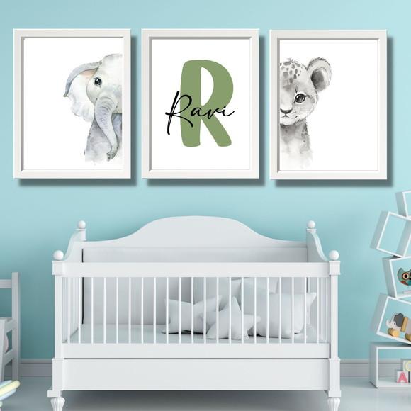 Quadros Infantil Safari Personalizado com Nome 23x33 cm