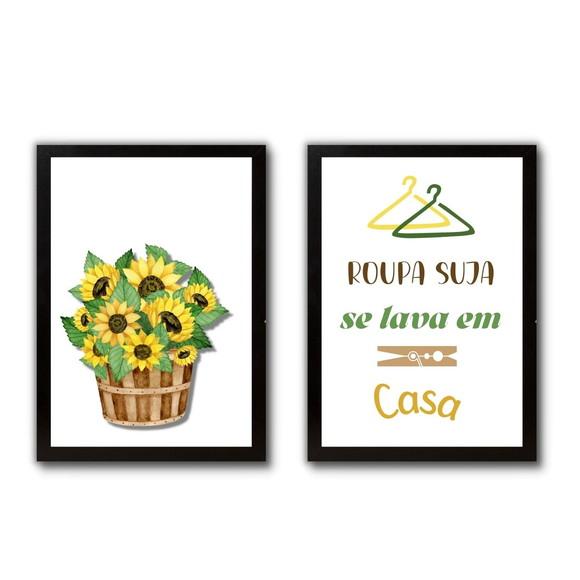 Quadros Lavanderia Decoração Moldura e Vidro Frase Divertida