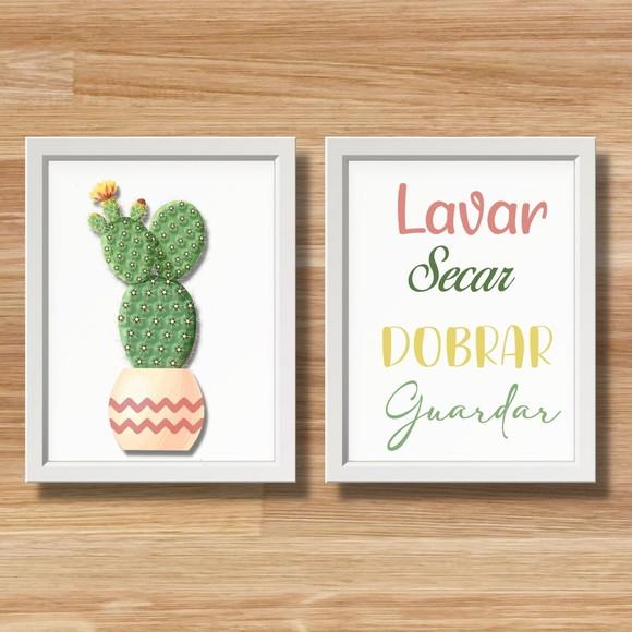 Quadros Lavanderia Decoração Moldura e Vidro Frases Humor