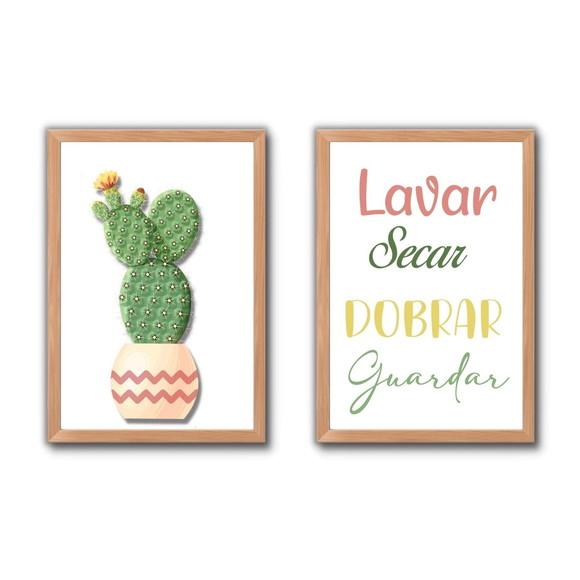 Quadros Lavanderia Decoração Moldura e Vidro Frases Humor