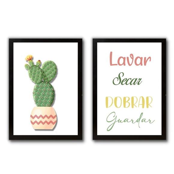 Quadros Lavanderia Decoração Moldura e Vidro Frases Humor