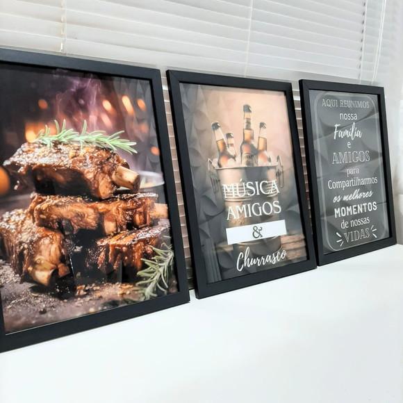 Quadros para Área Externa Churrasco com Vidro 30x40 cm