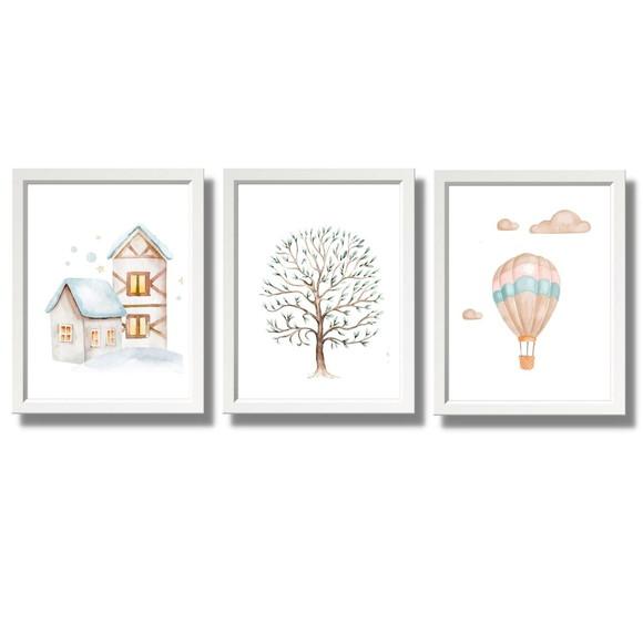 Quadros para Quarto de Bebe Moldura Branca com Vidro 33x43