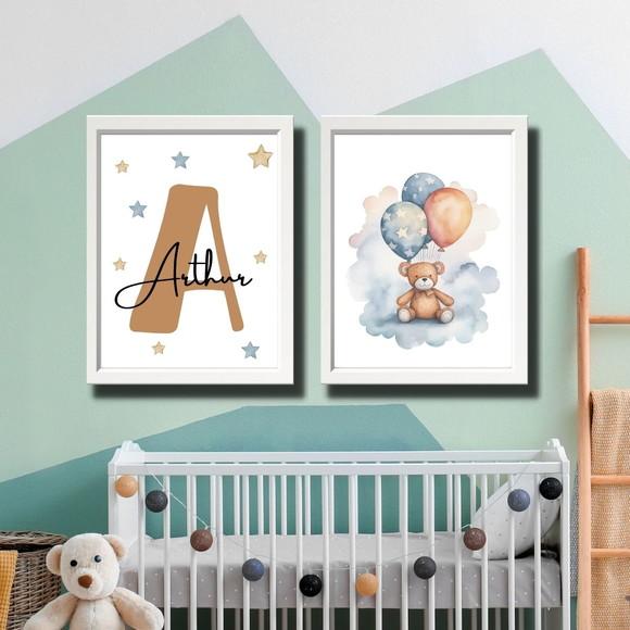 Quadros para Quarto Infantil Urso Fofinho Personalizado