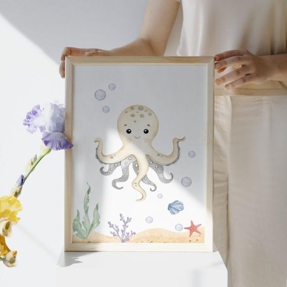 Quadros para Quarto Montessoriano | Fundo do Mar Aquarela