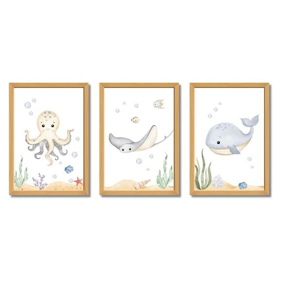 Quadros para Quarto Montessoriano | Fundo do Mar Aquarela