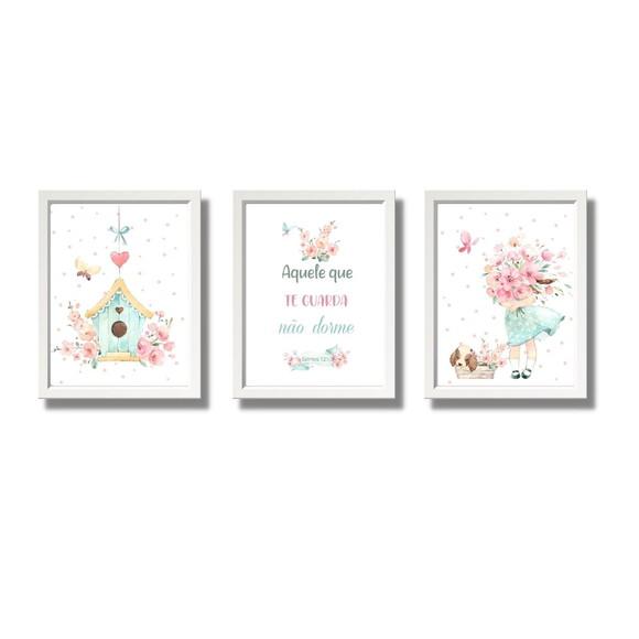 Quadros Quarto de Menina Aquarela com Frase 33x43 cm