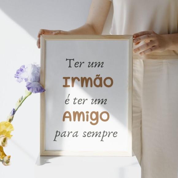 Quadros Quarto de Menino com Frase Irmãos Moldura e Vidro