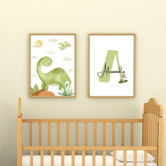 Quadros Quarto de Menino Infantil Dinossauro Personalizado