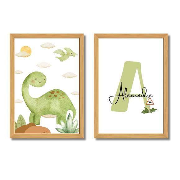 Quadros Quarto de Menino Infantil Dinossauro Personalizado