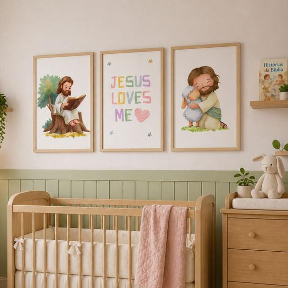 Quadros Religiosos para Quarto de Bebê Moldura com Vidro