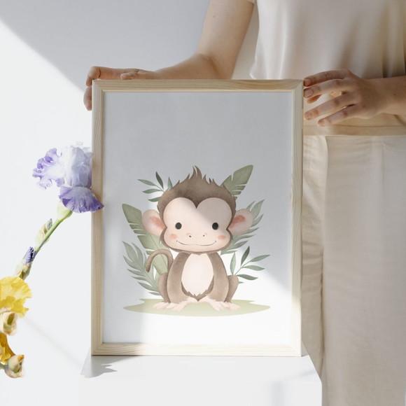 Quadros Safari Animais | Decoração Quarto de Bebê com Vidro