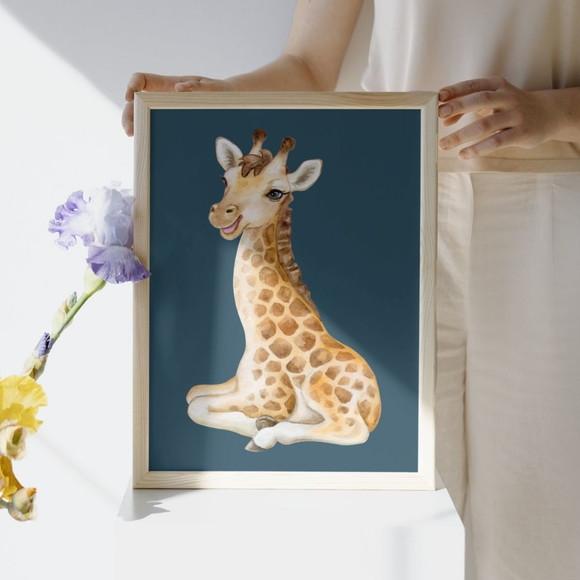Quadros Safari Baby Quarto Infantil Leão Girafa 33x43 cm