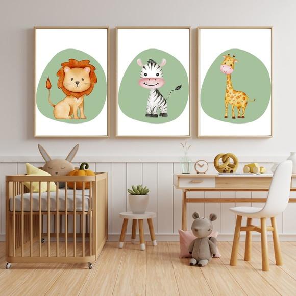 Quadros Safari Baby Quarto Infantil Menino Menina 33x43 cm