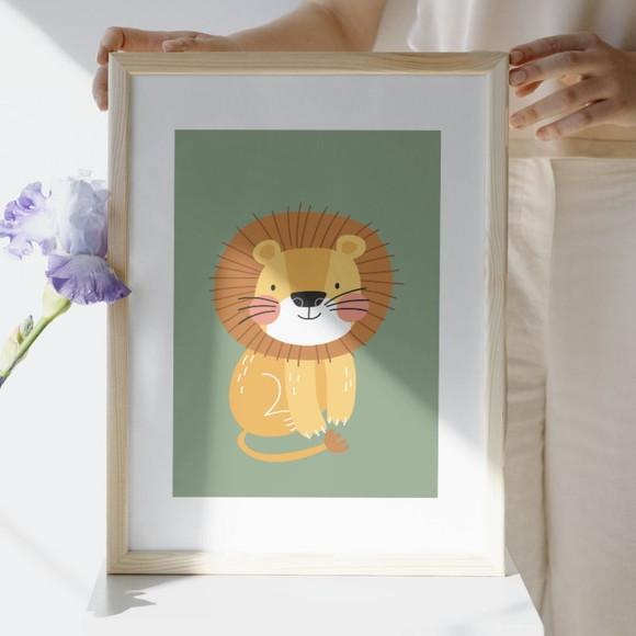 Quadros Safari Bebê com Moldura e Vidro Seguro 23x33 cm