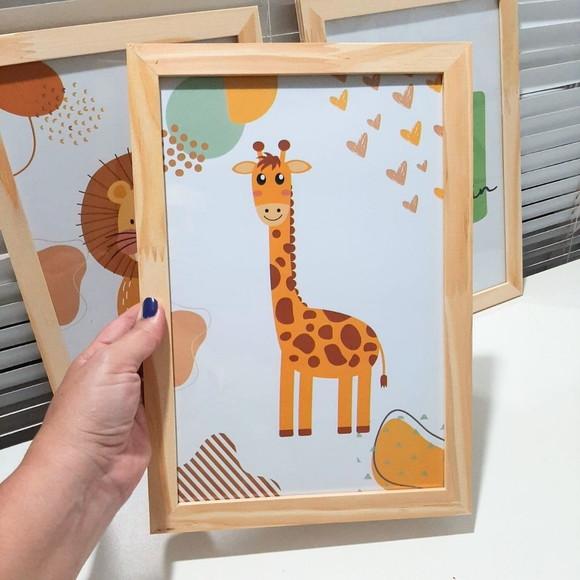 Quadros Safari Infantil Minimalista Personalizado 33x43 cm