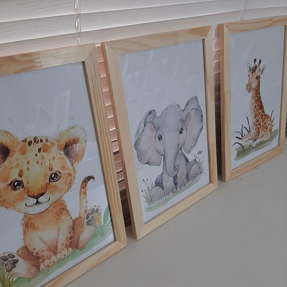 Quadros Safari Quarto de Menino 33x43cm