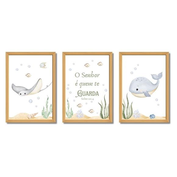 Quadros Temáticos Infantis | Fundo do Mar Frase Bíblica