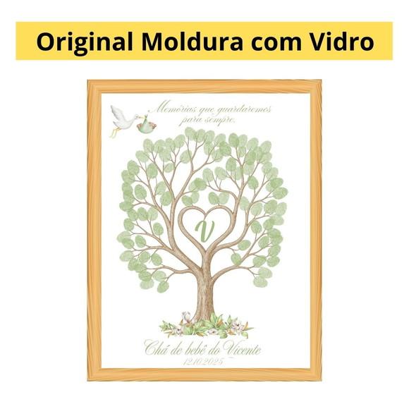 Recepção Chá de Bebê Verde Árvore Digitais com Carimbeira