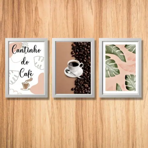 3 quadrinhos cantinho do café xicara frases café amor 20x30