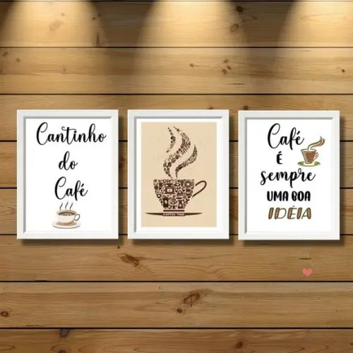 3 Quadros para Cantinho do Café com Frases Café Boa Ideia