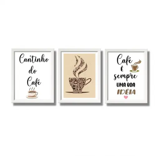 3 Quadros para Cantinho do Café com Frases Café Boa Ideia