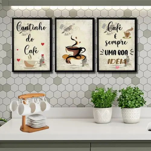 3 Quadros para Cantinho do Café Sempre Uma Boa Ideia 20x30