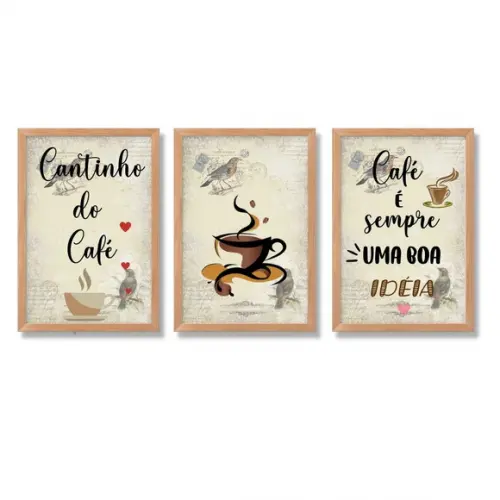 3 Quadros para Cantinho do Café Sempre Uma Boa Ideia 20x30