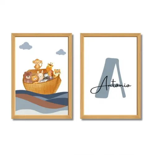 Arte Cristã Infantil com Nome | Quadro Personalizado C/vidro