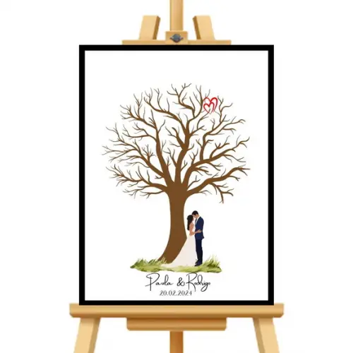 Árvore de Dedos Quadro Casamento Arvore de Assinatura 33x43