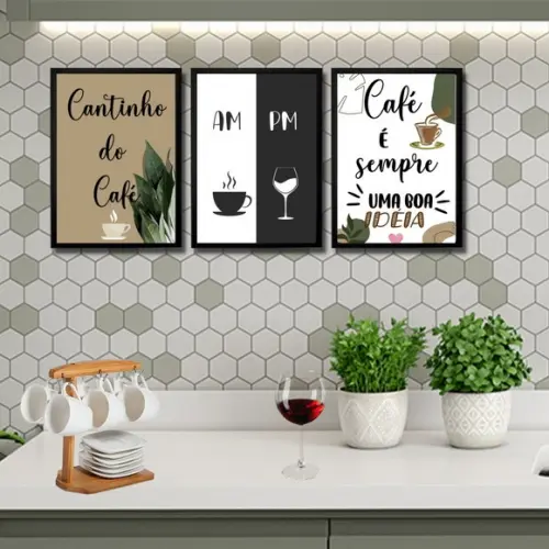 Cantinho do Café Quadro Am Pm Cafe Vinho 20x30 Moldura