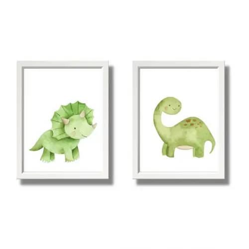 Conjunto 2 Quadrinhos Dino Baby Quarto de Menino 33x43cm