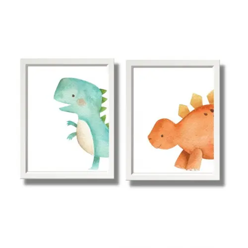 Conjunto 2 Quadrinhos Dinossauro Quarto de Menino 33x43cm