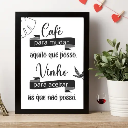 conjunto 2 quadros cantinho do café bar vinho moldura am pm