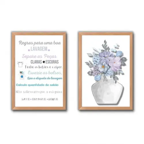 Conjunto de Quadros de Lavanderia c/ Frase Divertida 30x40cm