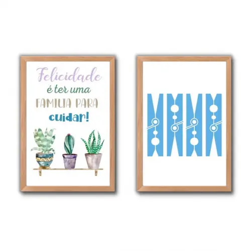 conjunto de quadrinhos p/ decorar lavanderia frases 30x40cm